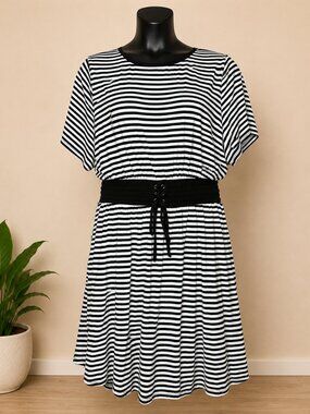 Torrid Black White Stripe Jersey Dress 4X